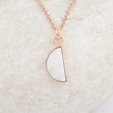 Howlite Necklace - Gold Plated Pendant Necklace - Solid Silver - 7x14mm Halfmoon - Personalized Jewelry - Jewelry For Summer - Gift For Wife